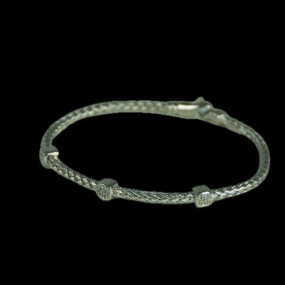 3 DIAMOND STATION BRAIDED BRACELET, ROSE GOLD, STERLING SILVER (.925) BASE - Picture 9 of 12